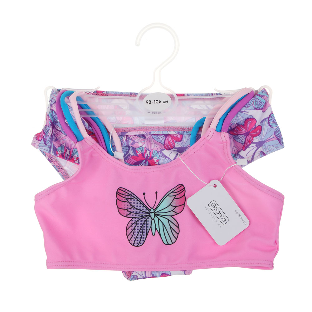 GALANTE Бабочки Купальник для девочки раздельный, р-р 98-104, 82% полиэстер, 18% эластан, арт.№ 331-025