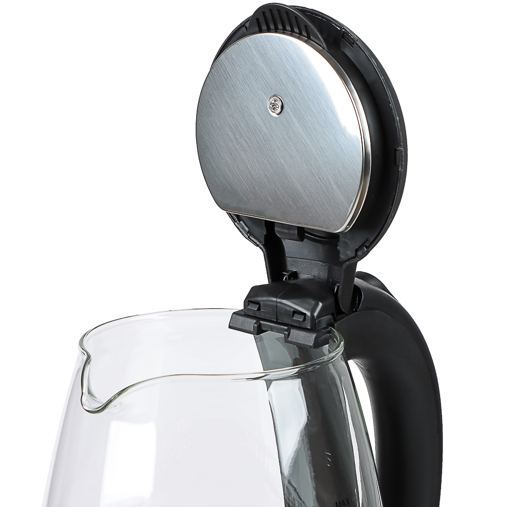 LEBEN Чайник электрический 1,8л стекло, черный, арт.№ 291-133