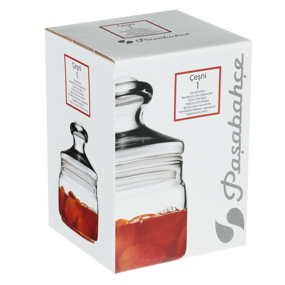 PASABAHCE Чешни Банка стеклянная 420мл, с крышкой,  инд. Упаковка, арт.№ 828-208