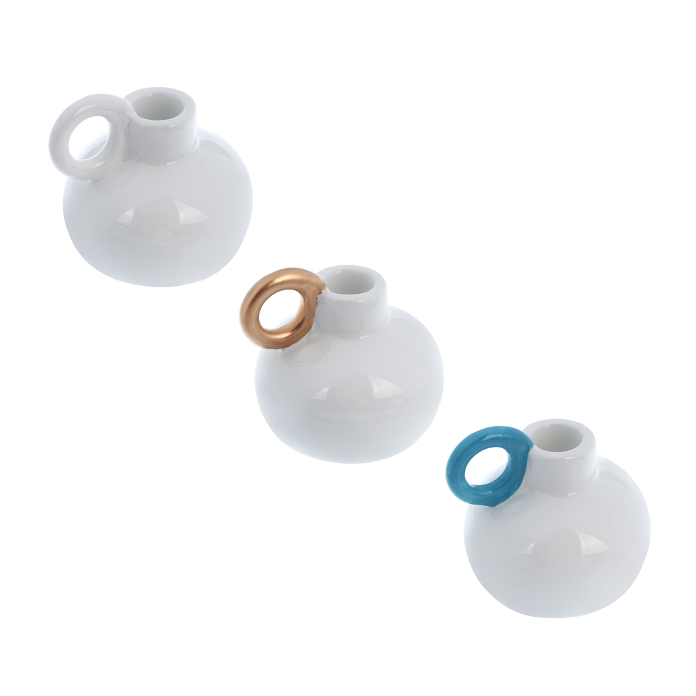 Подсвечник тм LADECOR, 8,5x9 см, с ручкой, доломит, 3 вида, арт.№ 477-263