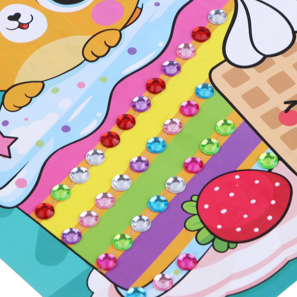 ХОББИХИТ Набор для творчества "Аппликация стразами" бумага, пластик, 20х15см, 8 дизайнов, арт.№ 285-183