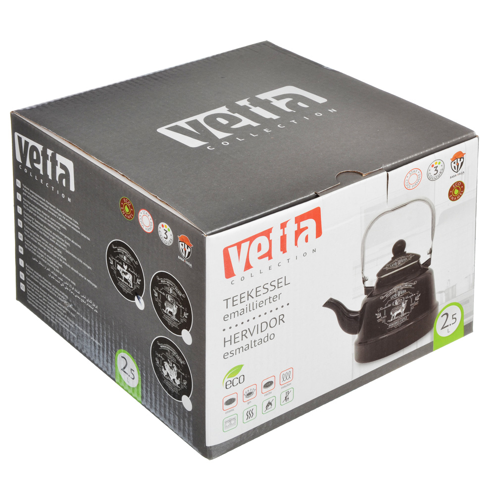 VETTA Ранчо Чайник эмалированный 2,5 л, 3 дизайна, индукция, арт.№ 894-485