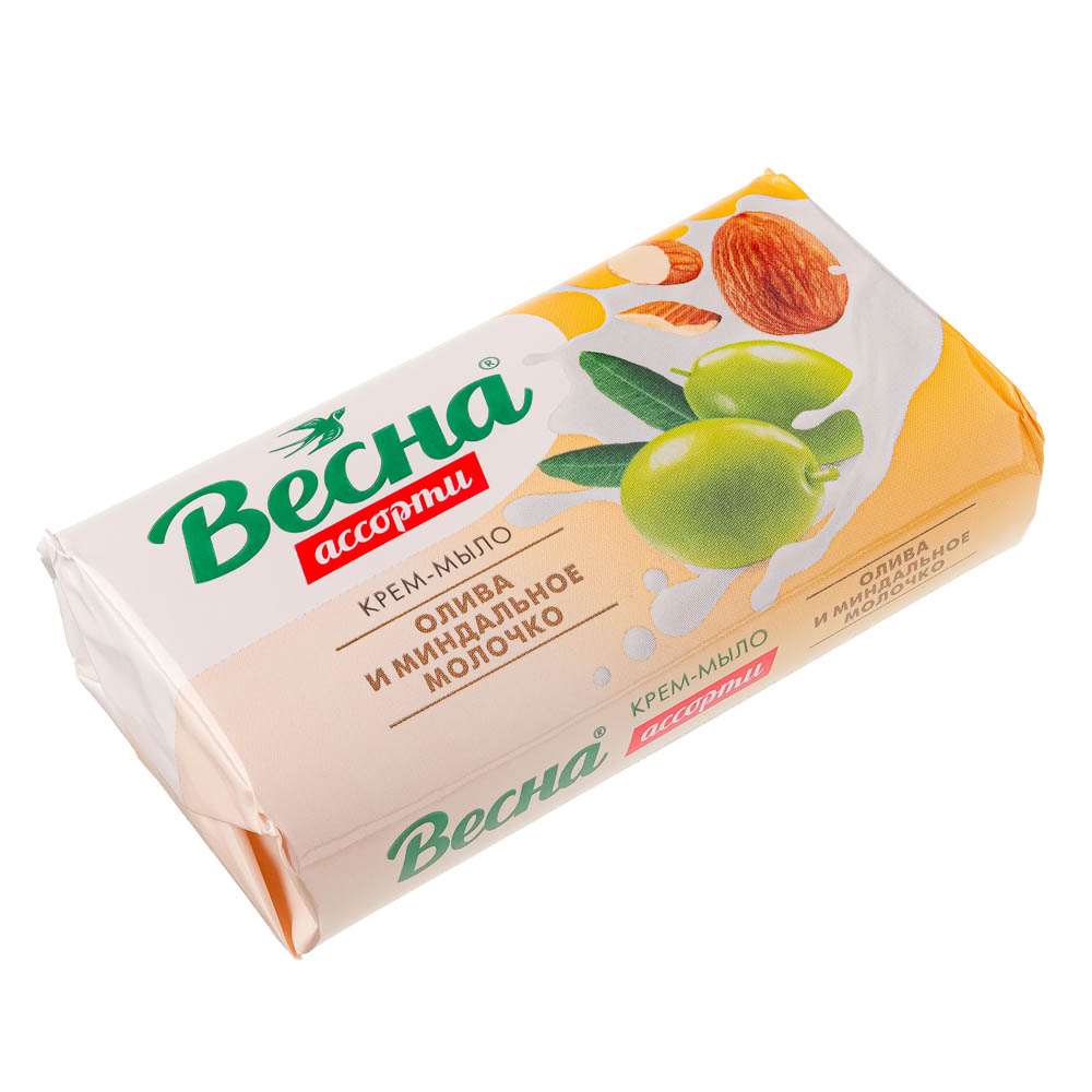 Мыло твердое ВЕСНА Олива и миндальное молочко, к/у, 90г, арт.№ 952-109