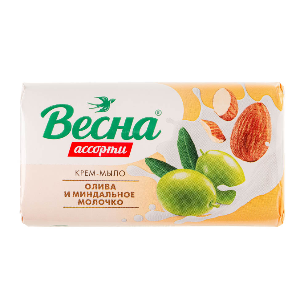 Мыло твердое ВЕСНА Олива и миндальное молочко, к/у, 90г, арт.№ 952-109