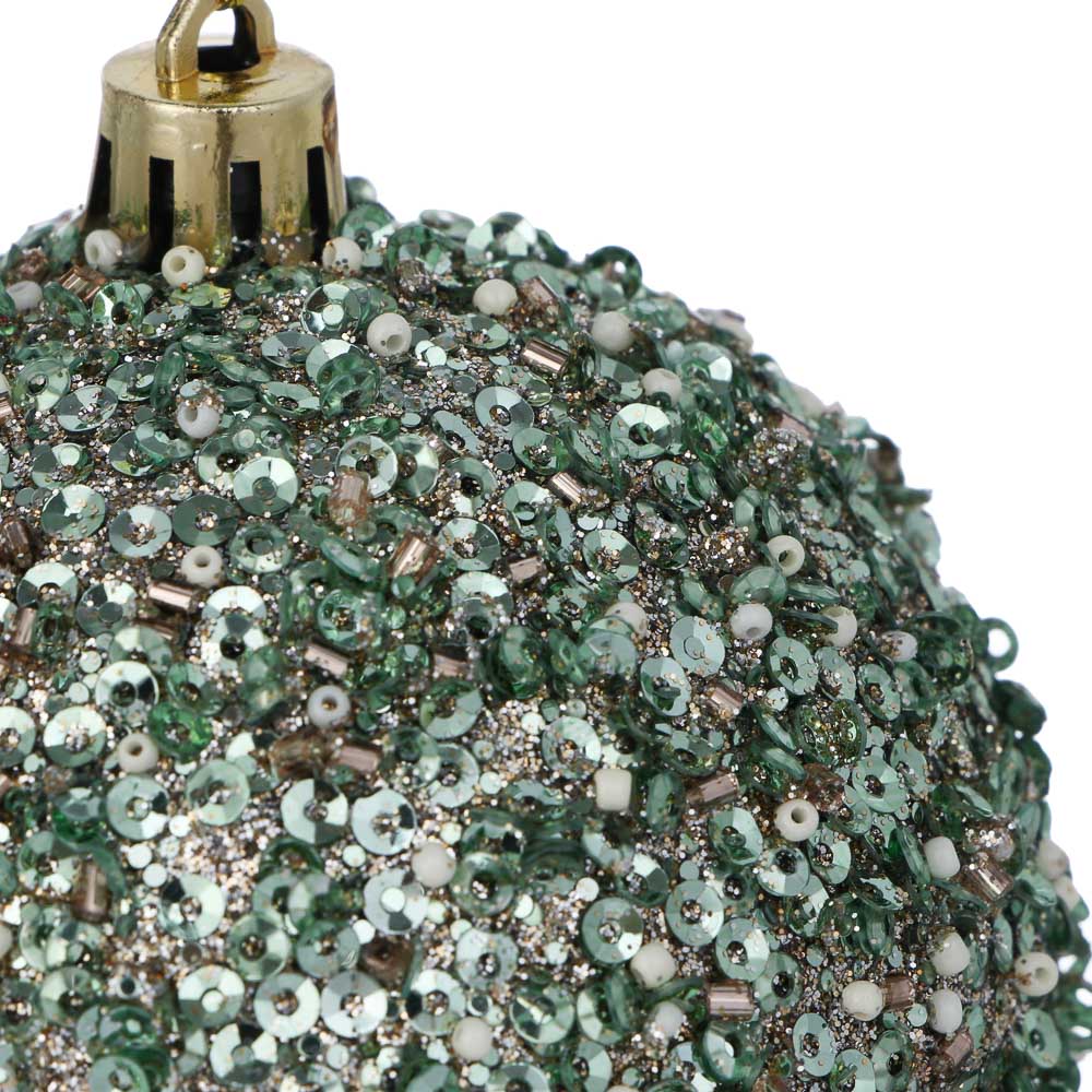 СНОУ БУМ Шар пластик 8 см, зеленый, в обсыпке, арт.№ 373-629