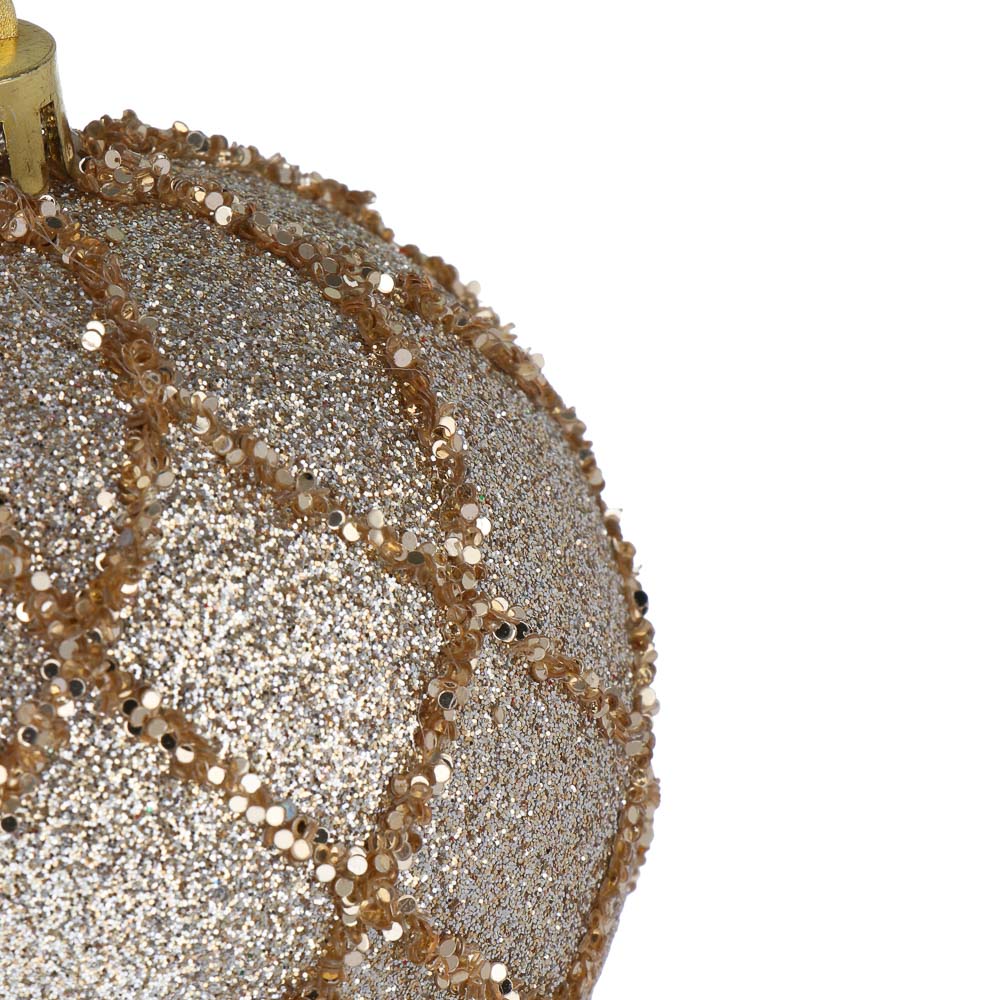 СНОУ БУМ Шар пластик 8 см, шампань, с рисунком, арт.№ 373-630