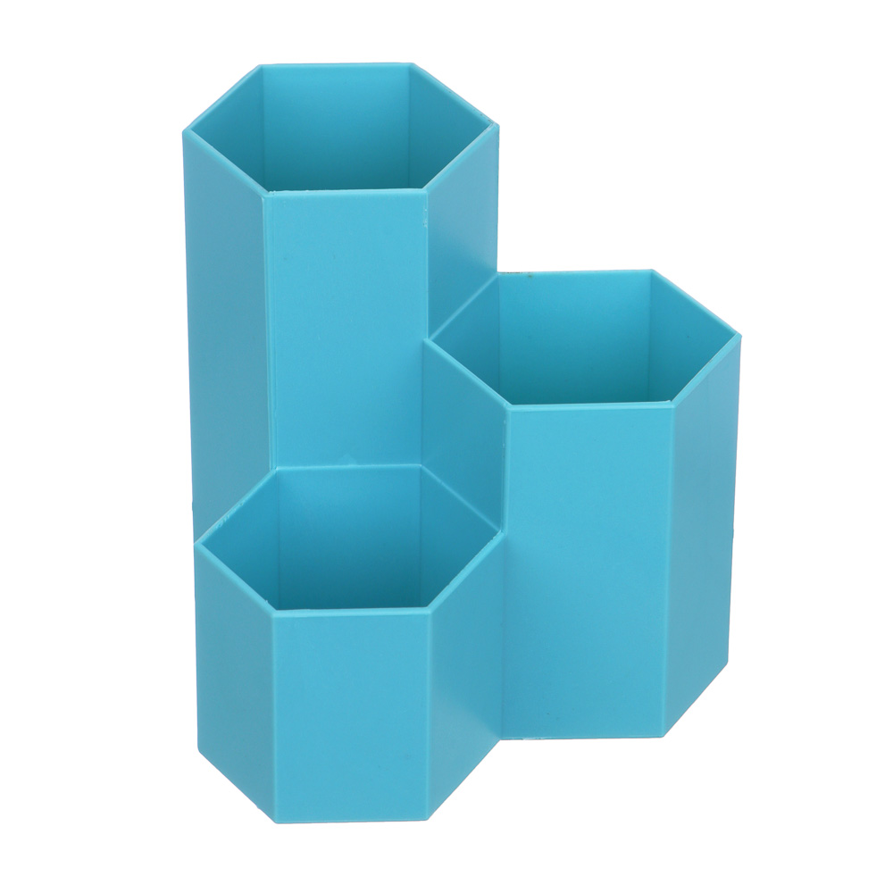 Подставка для канцелярских принадлежностей, 3 секции, 11х11,4см, пластик, 4 цвета, арт.№ 595-015