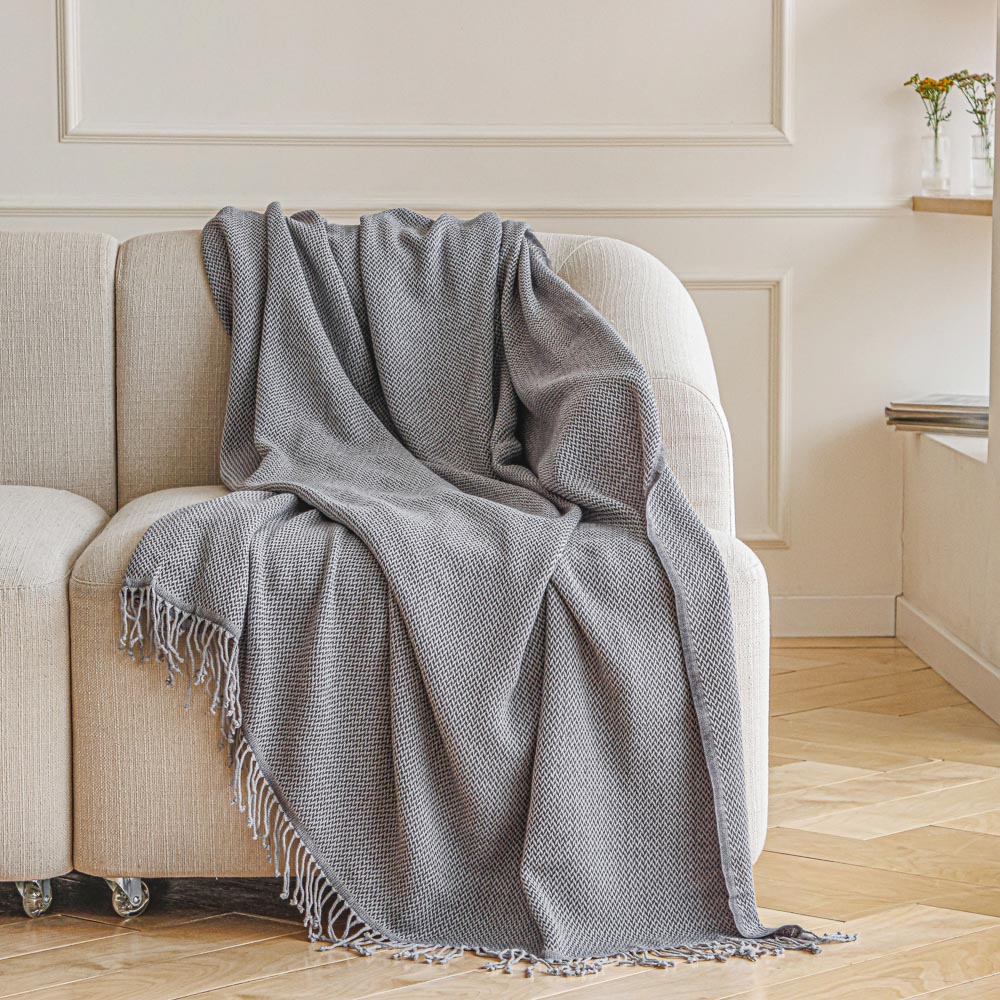 PROVANCE Плед жаккардной вязки, акрил, 150х200см, серый, арт.№ 486-167