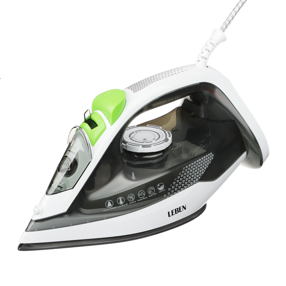 LEBEN Утюг 2800ВТ керам, антинакипь антикапля автооткл шнур 1,8м, арт.№ 249-056