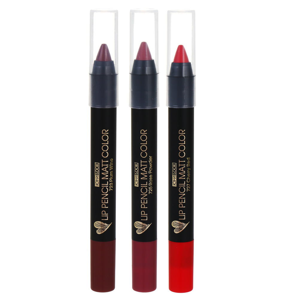 ЮНИLOOK Карандаш-помада для губ с матовым эффектом, 3,8 гр, 3 тона, арт.№ 330-571