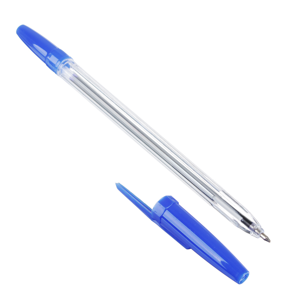 Набор ручек шариковых ClipStudio синие 10шт, наконечник 1,0 мм, прозрачный корпус, пакет с подвесом, арт.№ 102-048