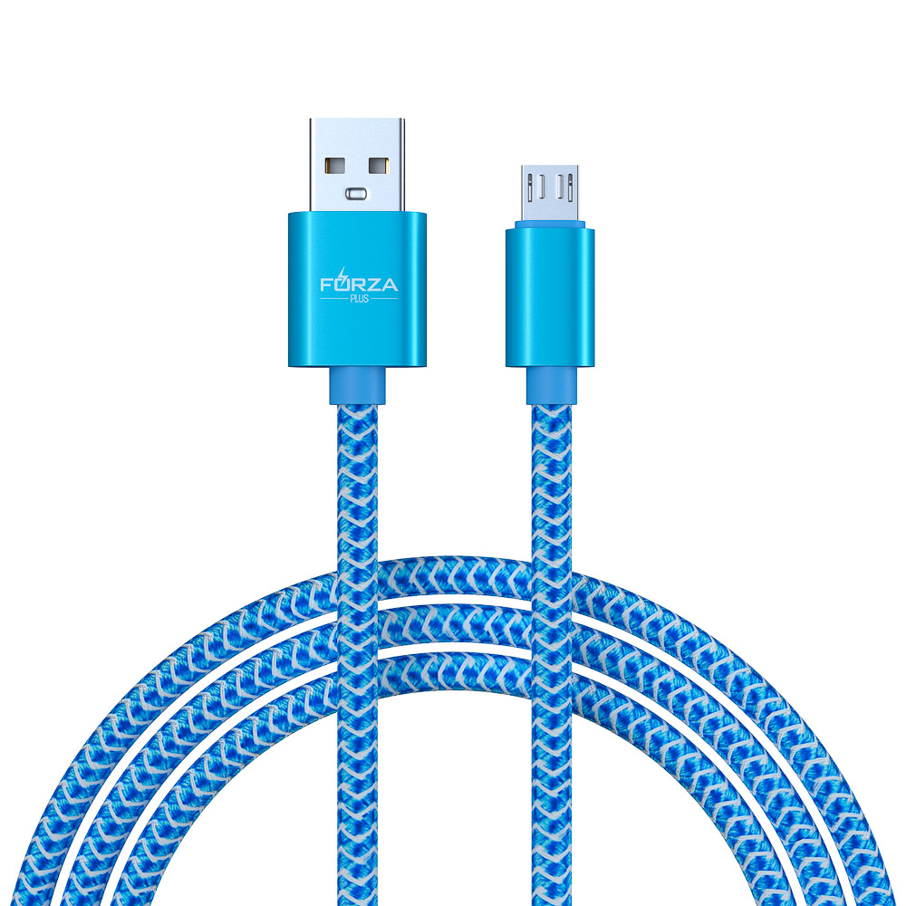 Кабель для зарядки USB(A)-microUSB FORZA Волна, 1м, 2А, тканевая оплётка, 4 цвета, пакет, арт.№ 916-230