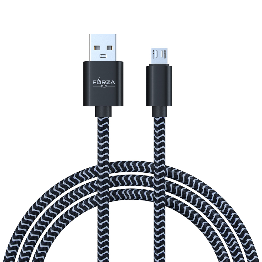 Кабель для зарядки USB(A)-microUSB FORZA Волна, 1м, 2А, тканевая оплётка, 4 цвета, пакет, арт.№ 916-230