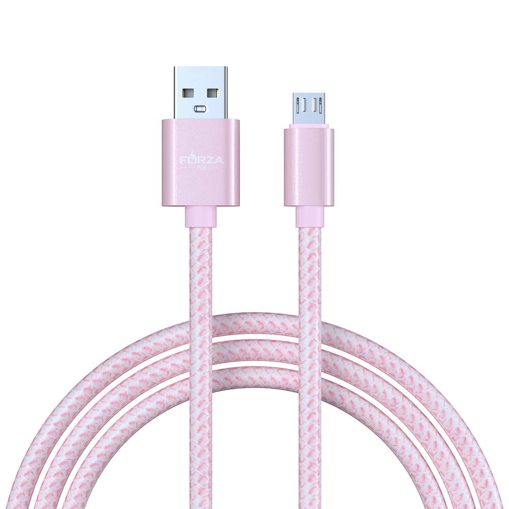 Кабель для зарядки USB(A)-microUSB FORZA Волна, 1м, 2А, тканевая оплётка, 4 цвета, пакет, арт.№ 916-230