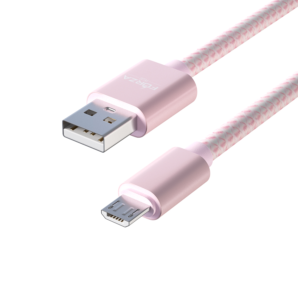 Кабель для зарядки USB(A)-microUSB FORZA Волна, 1м, 2А, тканевая оплётка, 4 цвета, пакет, арт.№ 916-230