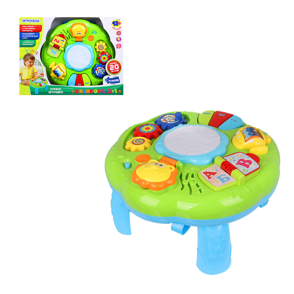 ИГРОЛЕНД Игрушка обучающая "Бизиборд 2 в 1", свет, звук, 3АА, ABS, PP, 41х8,3х31см, арт.№ 272-733