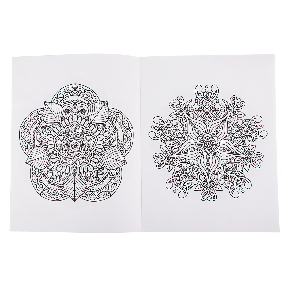 ХОББИХИТ Раскраска-антистресс для творчества "Мандалы", 32 стр., бумага, 20х26 см, 2 дизайна, арт.№ 290-263