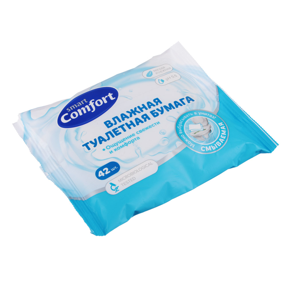 Туалетная бумага влажная Comfort smart ромашкой/алоэ, 42 шт, арт.№ 914-032