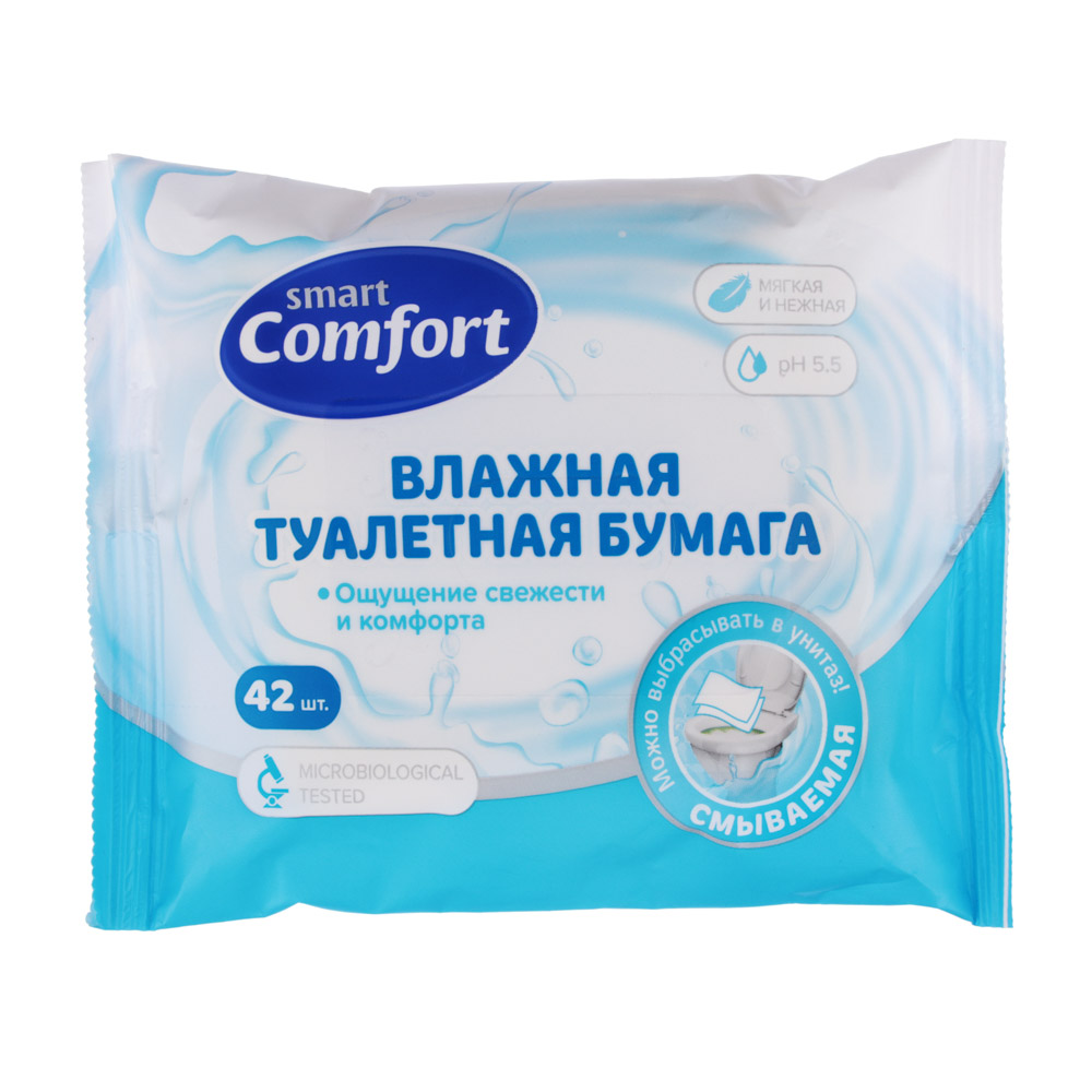 Туалетная бумага влажная Comfort smart ромашкой/алоэ, 42 шт, арт.№ 914-032