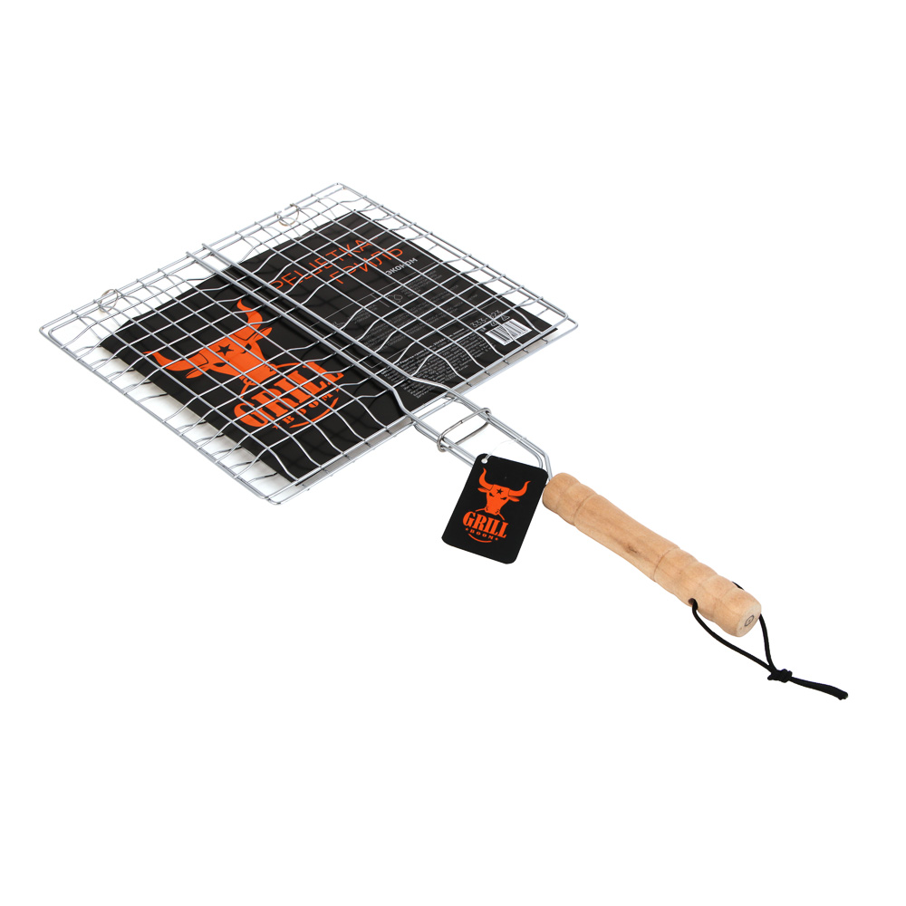 Решетка-гриль хром. тм GRILLBOOM, 20х24х2см, эконом, арт.№ 333-823