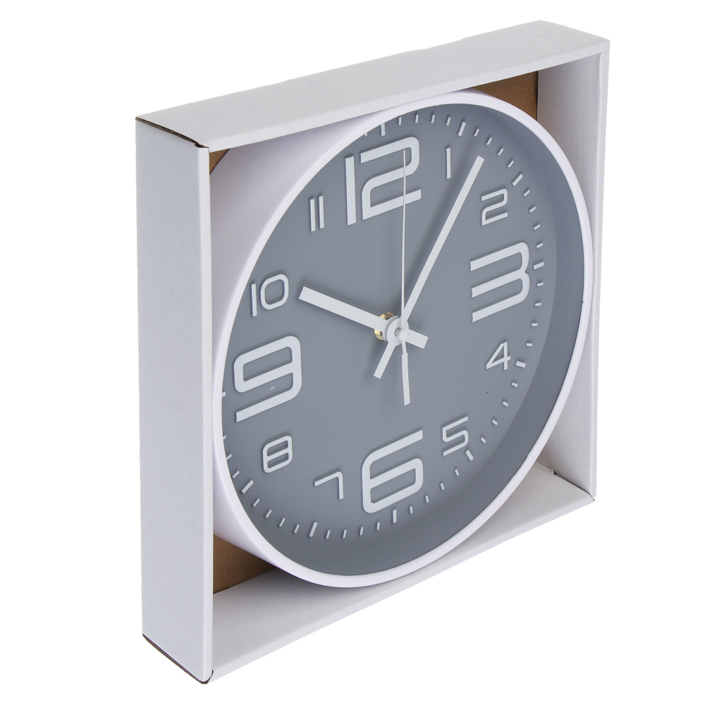 Часы настенные тм LADECOR CHRONO круглые, 25x25x4 см, пластик, стекло, 1хАА, арт.№ 581-369