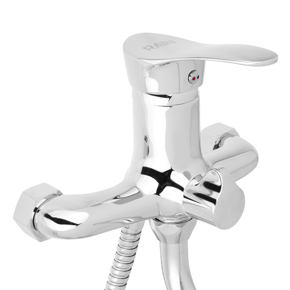 RAIN Смеситель для ванны Мира, круглый излив 35см, душ. набор, картридж 35мм, латунь, хром, арт.№ 561-308