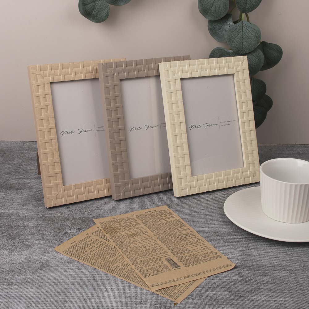 Фоторамка, 10х15 см, полистирол, 3 дизайна, арт.3-20, арт.№ 520-875