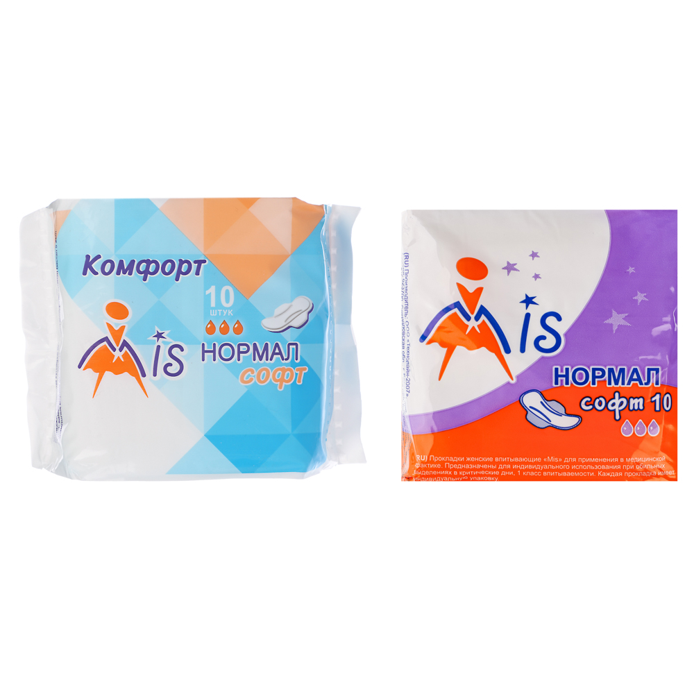 Прокладки гигиенические Mis нормал софт, 3 капли, п/э, 10 шт, арт.№ 941-056