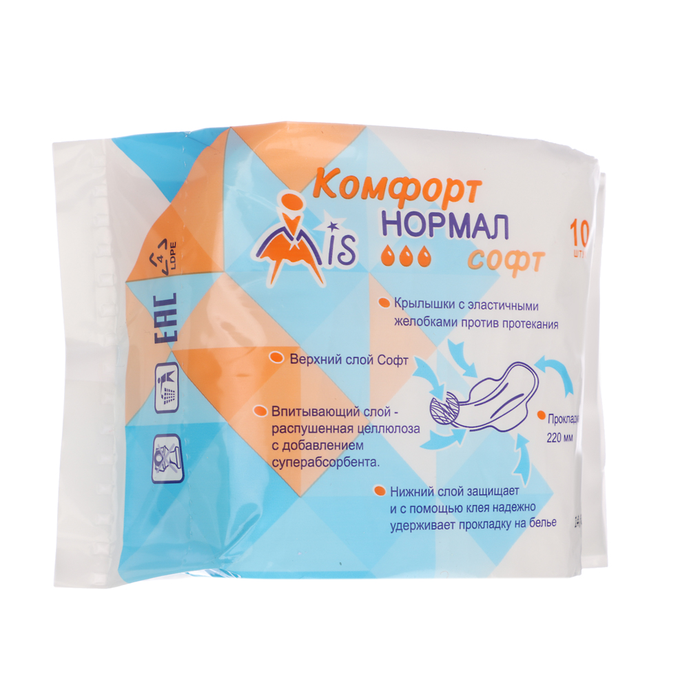 Прокладки гигиенические Mis нормал софт, 3 капли, п/э, 10 шт, арт.№ 941-056