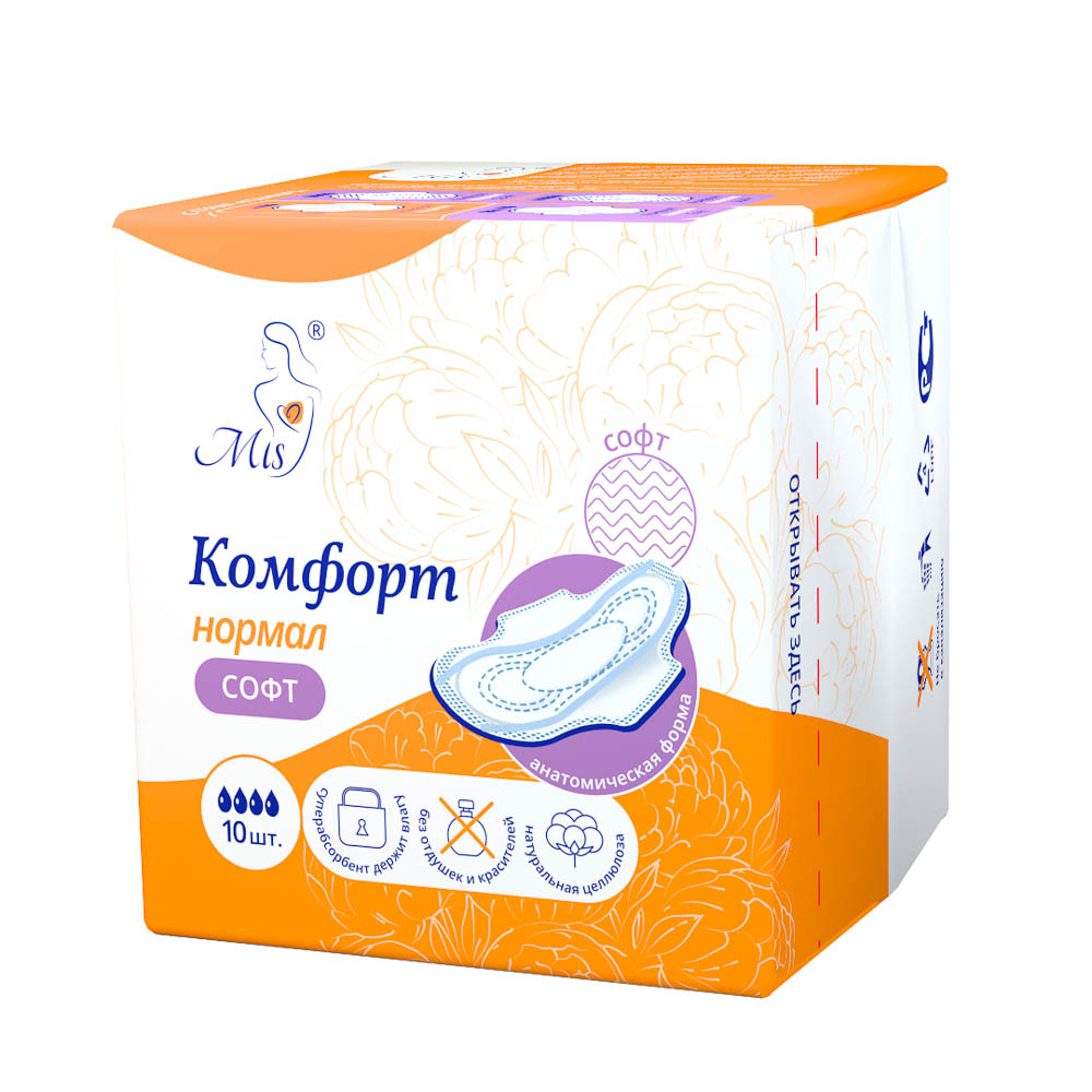 Прокладки гигиенические Mis нормал софт, 3 капли, п/э, 10 шт, арт.№ 941-056
