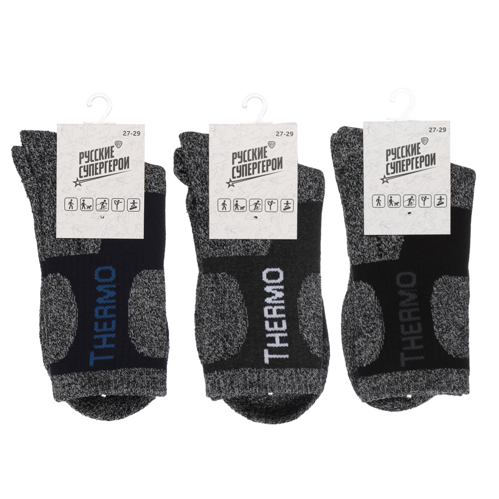 BY Русские Супергерои носки мужские, р.27-29, 95% полиэстер, 5% спандекс, разноцветные, арт.№ 019-337
