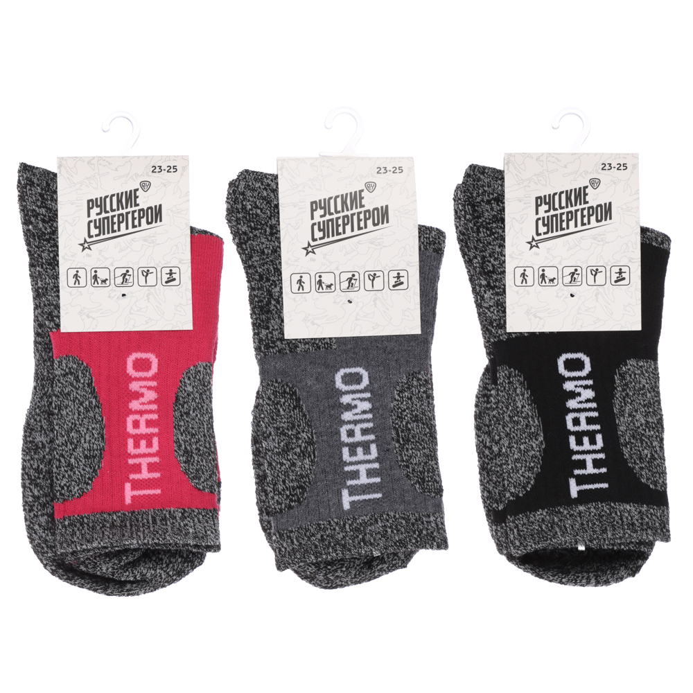BY Русские Супергерои носки женские, р.23-25, 95% полиэстер, 5% спандекс, разноцветные, арт.№ 019-338