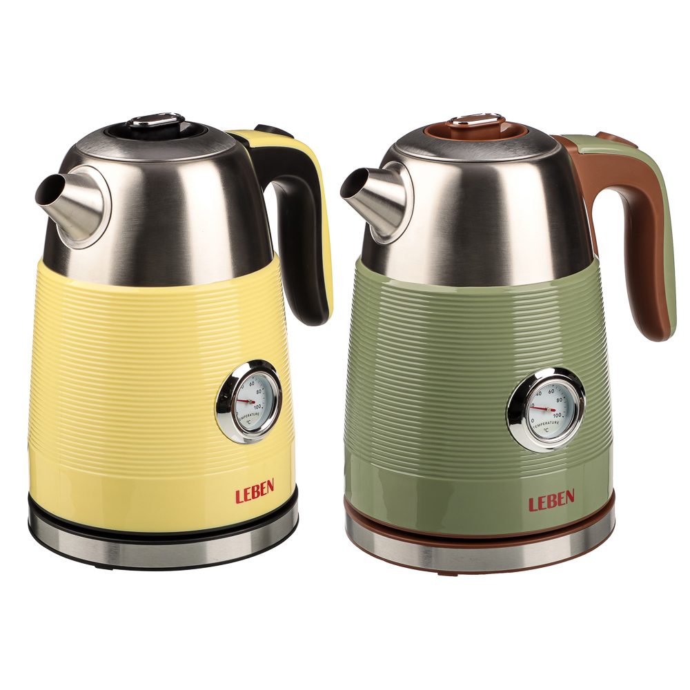 LEBEN Чайник с индикатором температуры 1,7л., 2 цвета, арт.№ 291-120