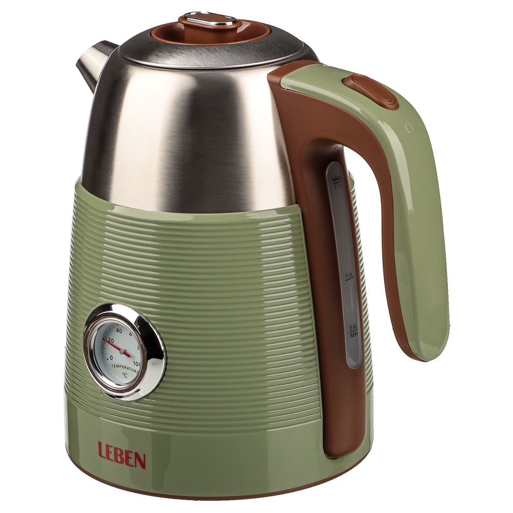 LEBEN Чайник с индикатором температуры 1,7л., 2 цвета, арт.№ 291-120