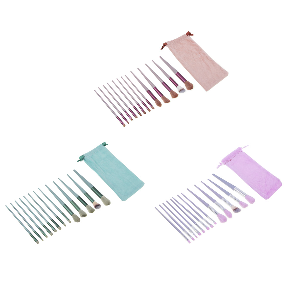 Кисти для визажа 13 шт в чехле ЮНИLOOK , пластик, металл, иск.ворс, полиэстер, 14,5-17,5 см, 3 цвета, арт.№ 357-363