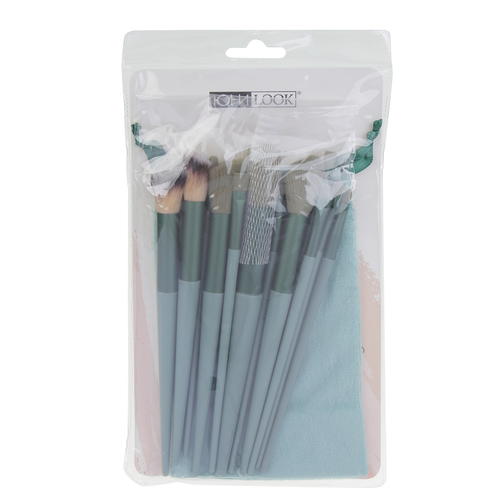 Кисти для визажа 13 шт в чехле ЮНИLOOK , пластик, металл, иск.ворс, полиэстер, 14,5-17,5 см, 3 цвета, арт.№ 357-363