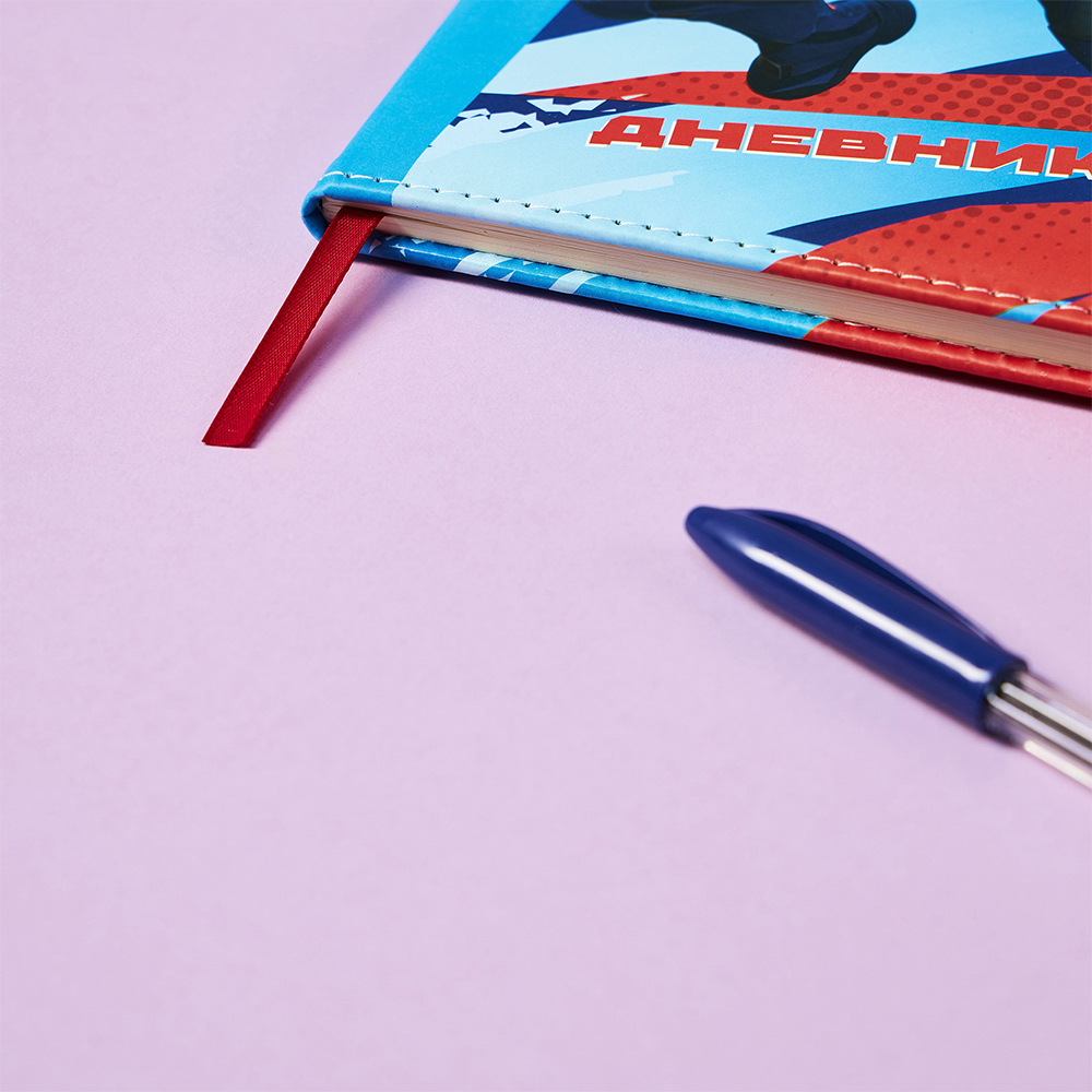 BY Русские Супергерои Дневник шк., А5+ (20,8x16,5см), 48л., тв.обл.с порол., иск.кожа, "Пересвет", арт.№ 564-081