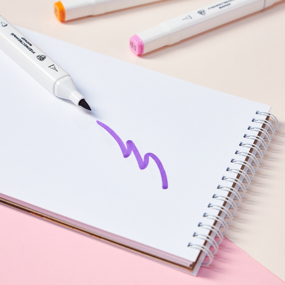 BY Русские Супергерои Набор маркеров худ., 2-стор., круг.након./кисточка, 24 цв., "Кавай", пл.бокс, арт.№ 613-095