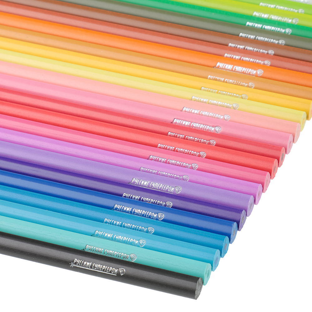 BY Русские Супергерои Карандаши 24 цв., 3х-гр., прокрас в массе, яркий гриф., пл.,"Пересвет джуниор", арт.№ 228-013