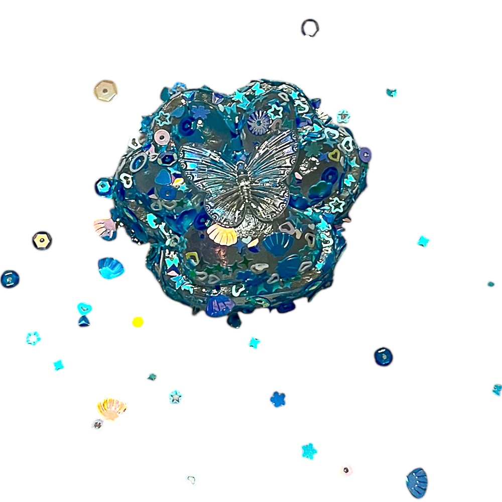 Набор лизунов «Сквиш Лапка», 8см, TPR, синяя с блестками, 15х10см, микс дизайнов, арт.№ 297-157