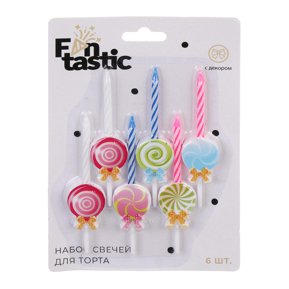 Набор свечей для торта с декором тм Fntastic, 10 см, 6 шт, арт.№ 506-010