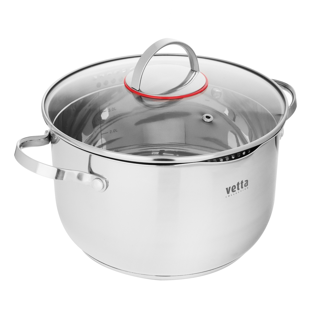 VETTA Бирмингем Кастрюля 22х13,5см, 4,8л, со стекл. крышкой, индукция, арт.№ 822-138