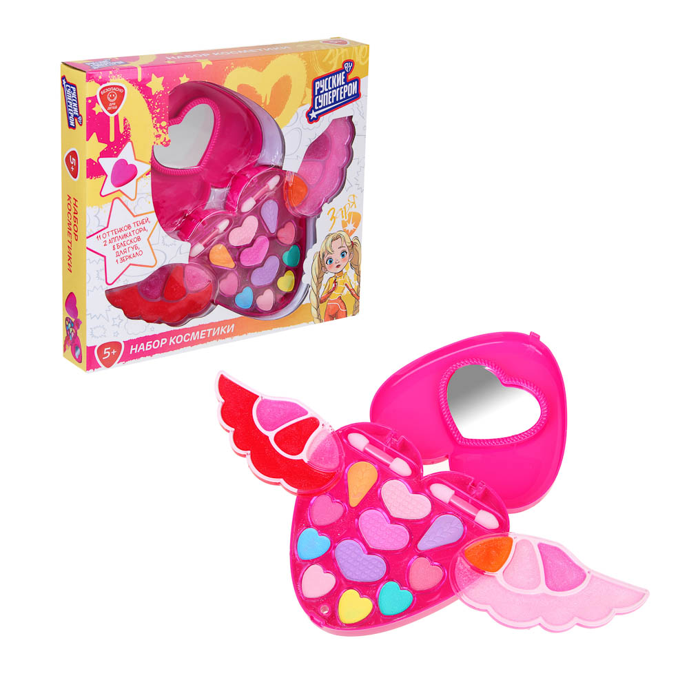 BY Русские Супергерои Набор детской косметики: тени, блески для губ, аппликатор, зеркало, арт.№ 330-556