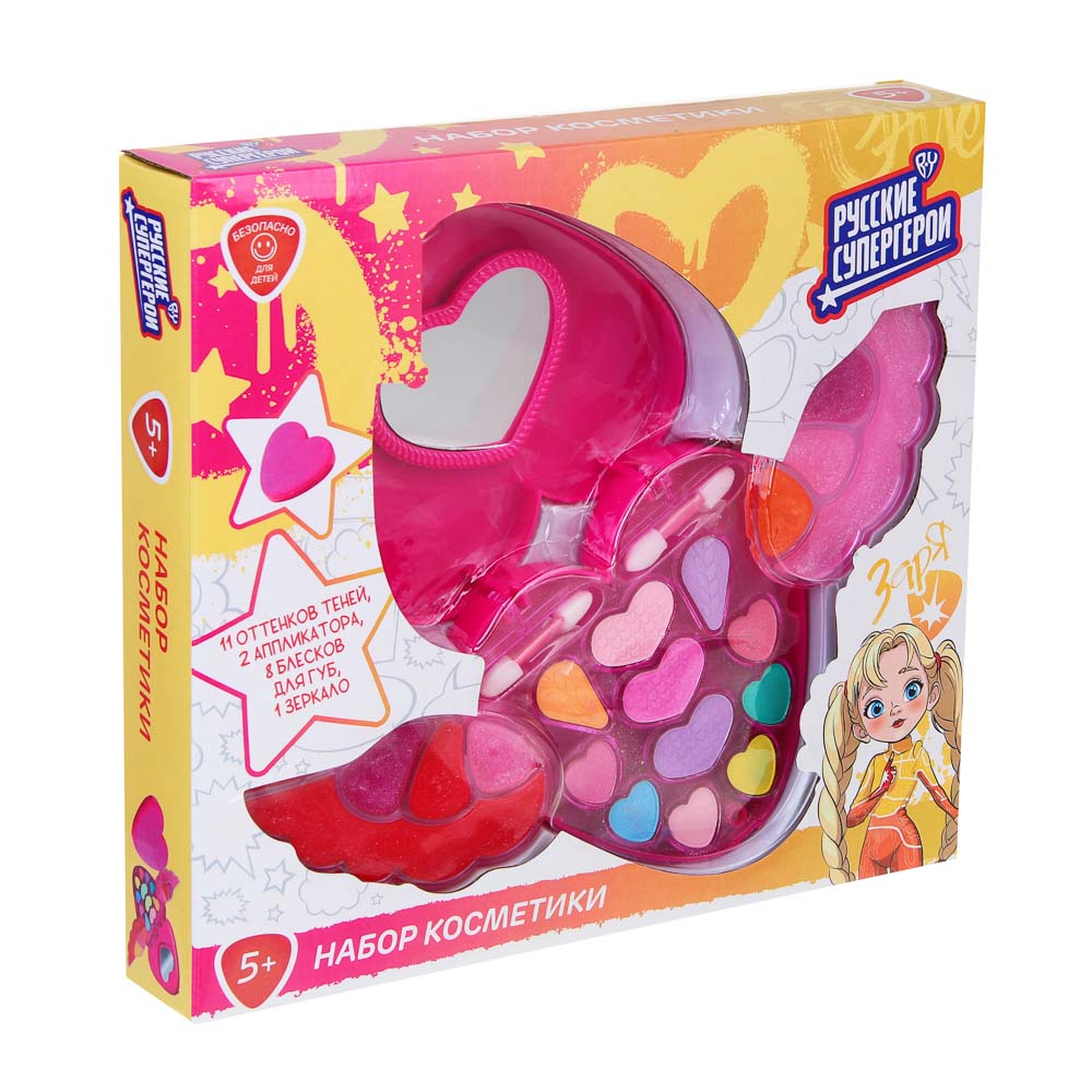 BY Русские Супергерои Набор детской косметики: тени, блески для губ, аппликатор, зеркало, арт.№ 330-556