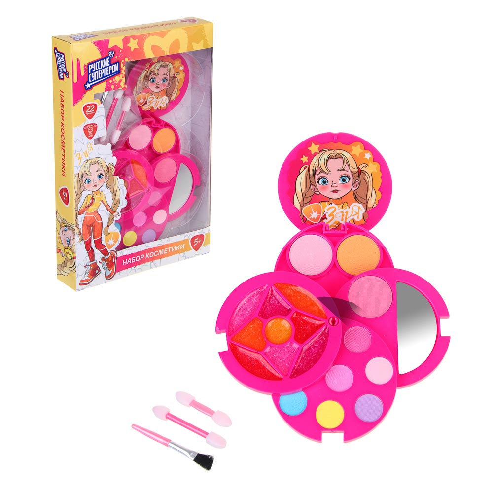 BY Русские Супергерои Набор детской косметики: тени, блески для губ, аппликатор, зеркало, #77020, арт.№ 330-557