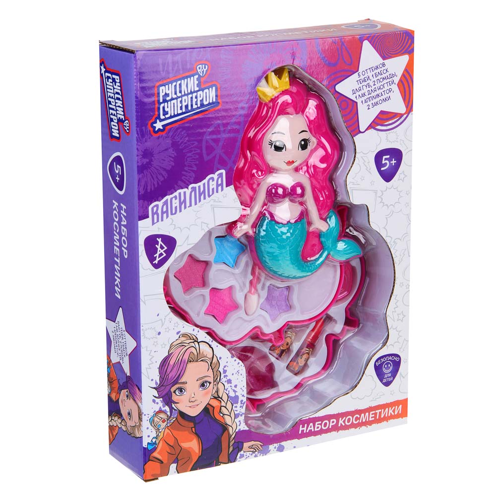 BY Русские Супергерои Набор детской косметики: тени, блеск, помады, лак, аппликатор, заколки, #10386, арт.№ 330-558