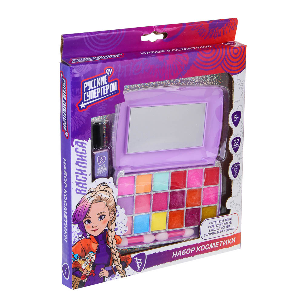 BY Русские Супергерои Набор детской косметики: тени, блески, лак, аппликатор, зеркало, #77107A, МП-2, арт.№ 330-561