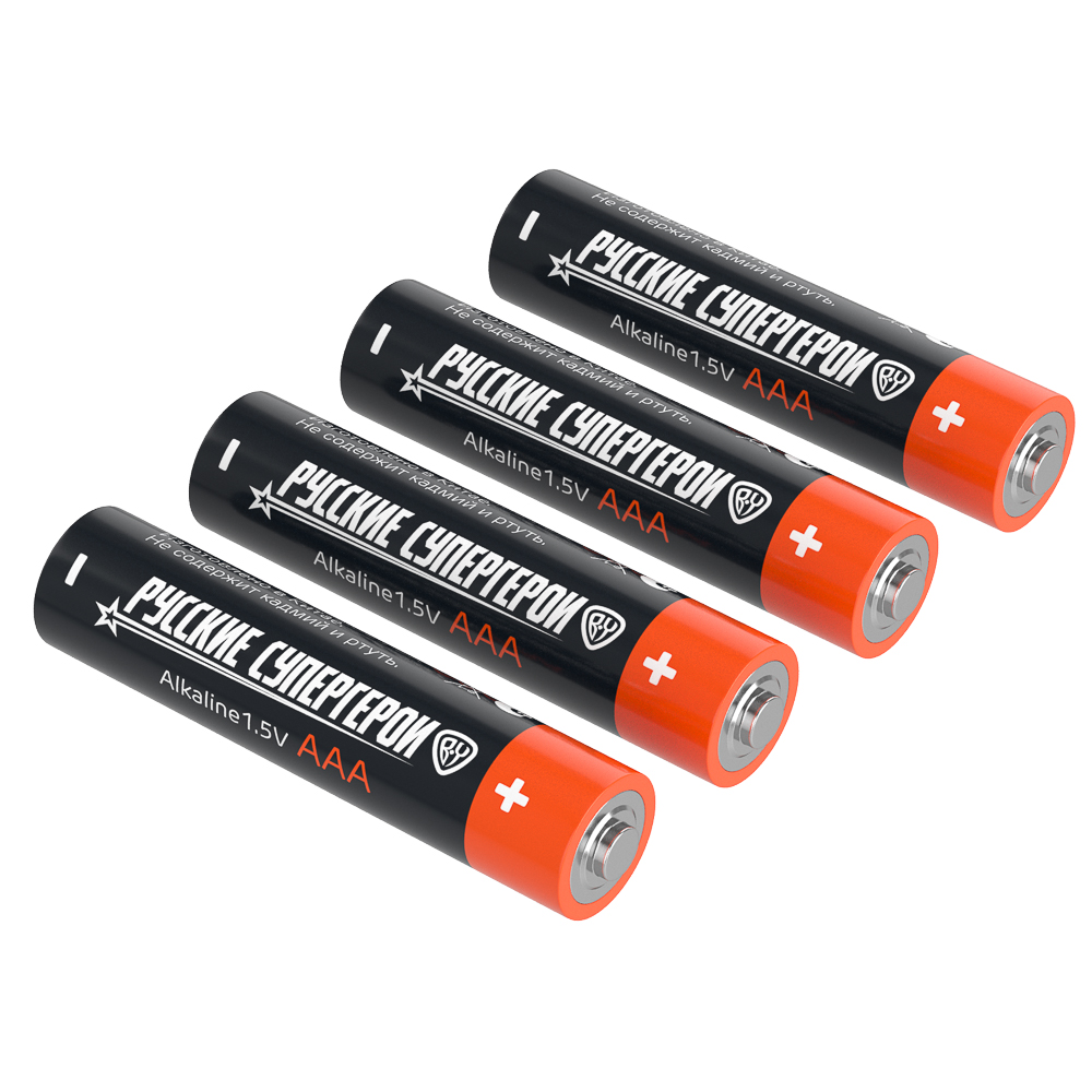 Батарейки AAA BY Русские Супергерои 4шт в блистере, щелочные, Герои, КОНЁК, арт.№ 917-026