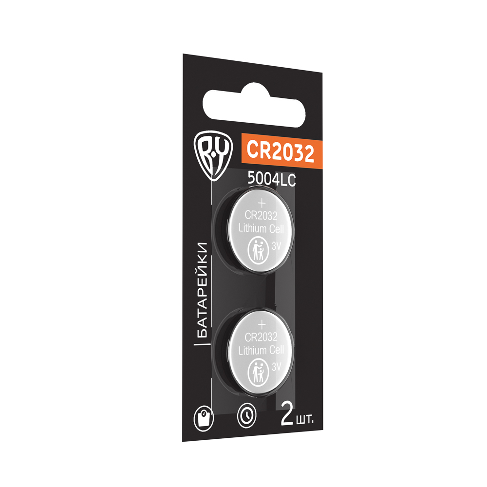 Батарейки CR2032 BY (5004LC) 2шт в блистере, литиевые 3В, арт.№ 917-030