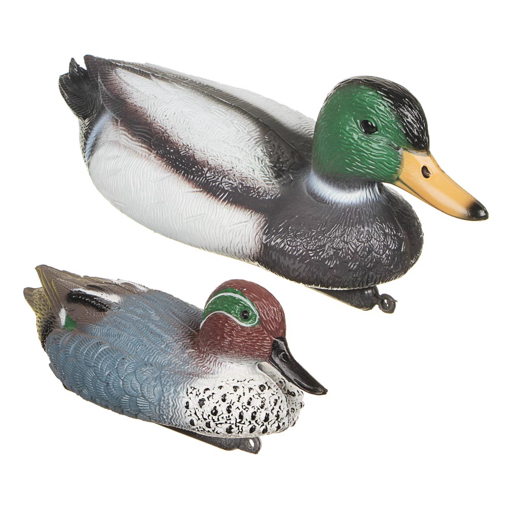 Птица водоплавающая "Утка" 27x12x11см, "Селезень" 36x15x15см, пластик 2 дизайна, арт.№ 162-180